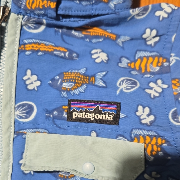 Patagonia Kids' Jacket in Blue with Fish Design Sz 4t - Picture 2 of 7
